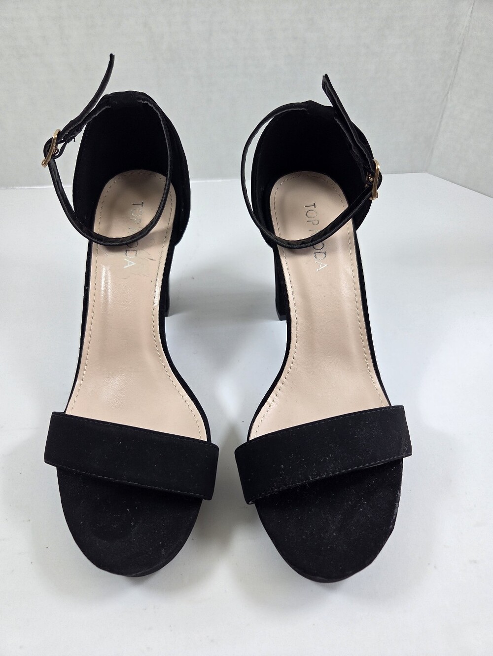 TOP Moda Black Open-Toe Ankle-Strap Block Heels Modern Chic